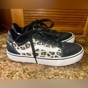 Vans Women’s Black and White Leopard Print Sneakers